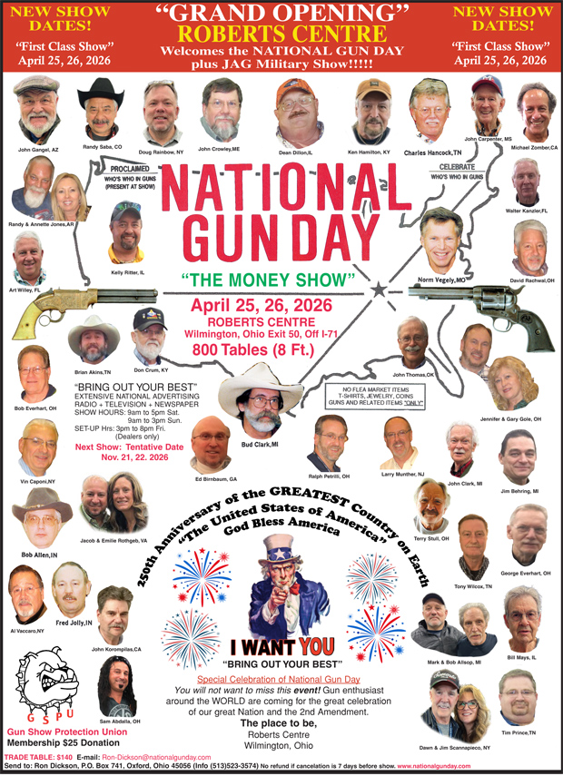 April 25 26 2026 gunshow and firearms at Roberts Center Wilmington Ohio